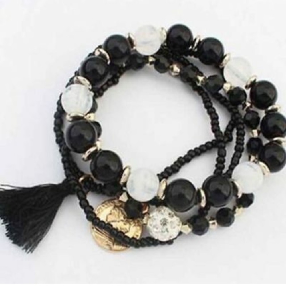 ❤️gorgeous black rhinestone beads bracelets